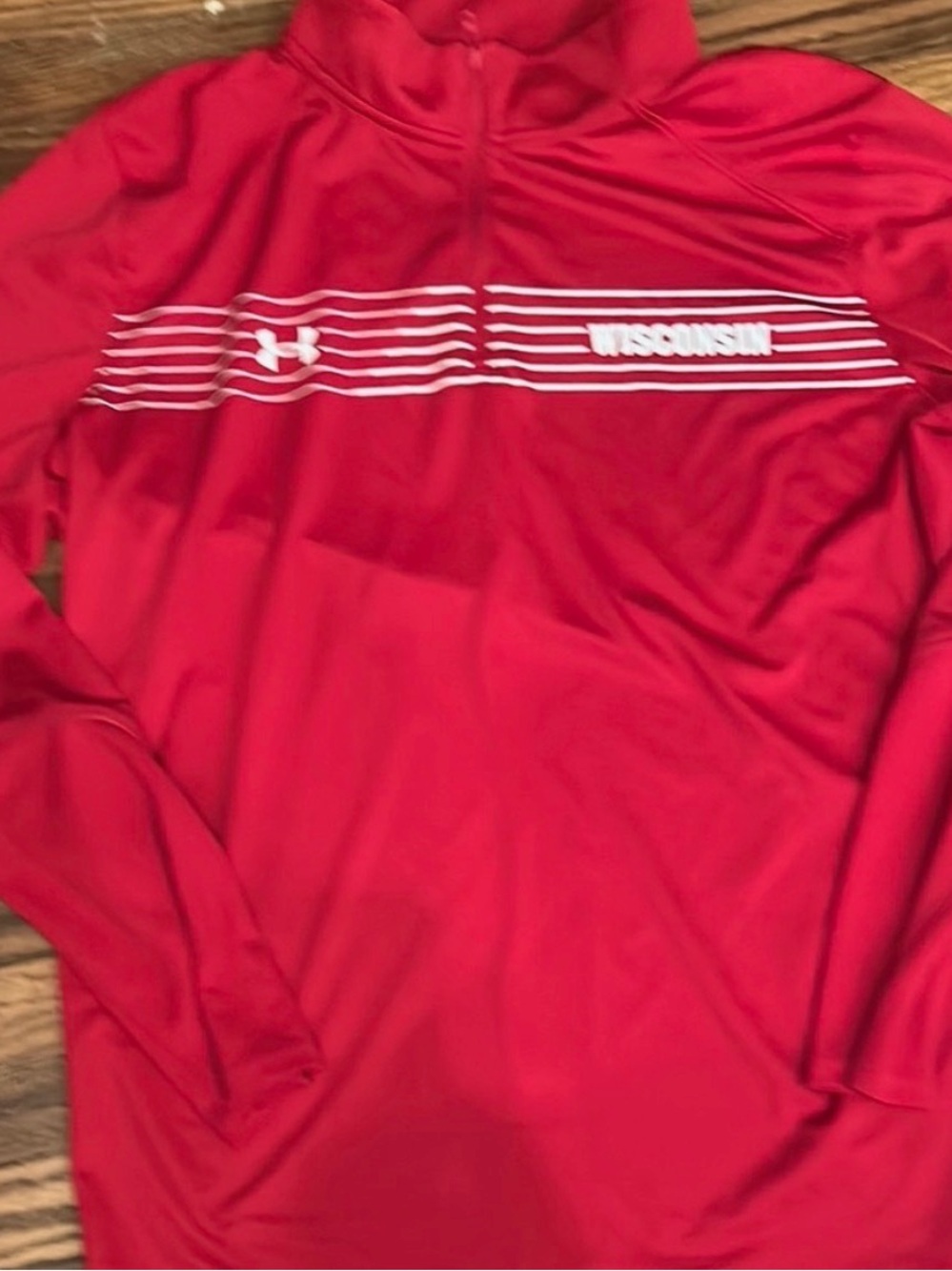 Under Armour Red Wisconsin Half-Zip Athletic Pullover